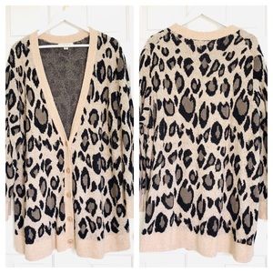 Sejour Leopard Print Cardigan, Size 3x